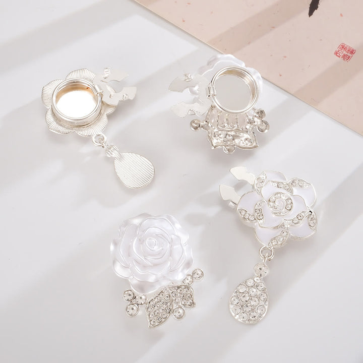 1 paire de couvre-boutons de chemise à pression en forme de rose blanche éternelle - image 6