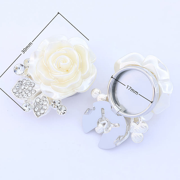 1 paire de couvre-boutons de chemise à pression en forme de rose blanche éternelle - image 2