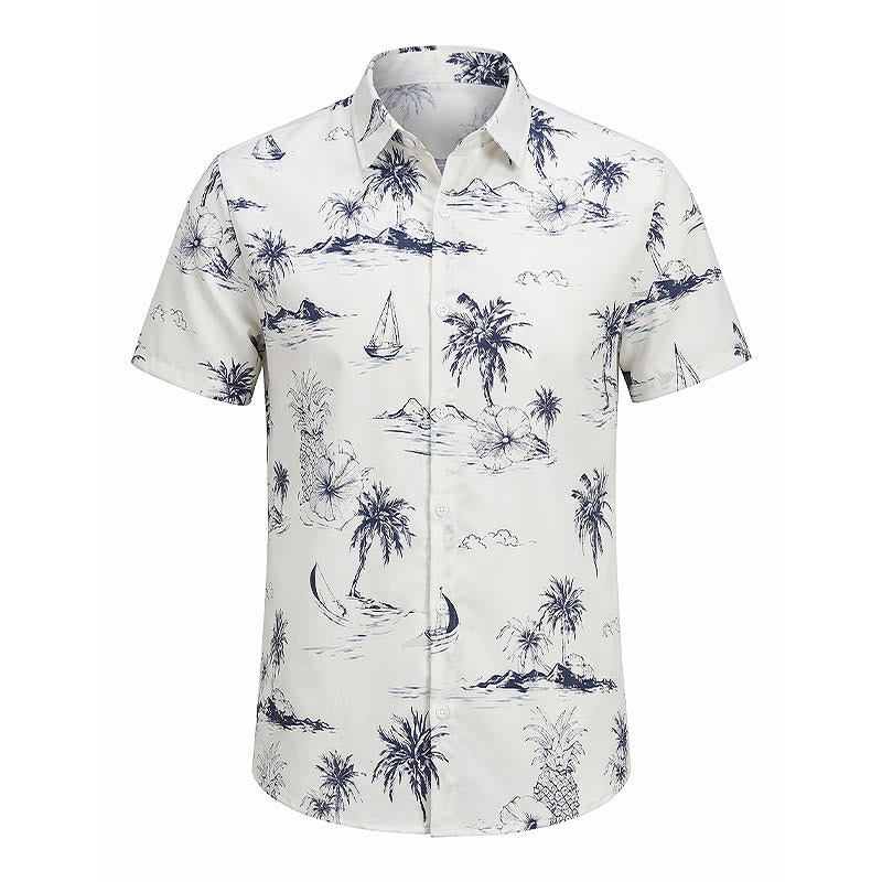 Chemise à manches courtes pour homme, imprimé île tropicale, idéale pour les vacances d'été. - image 9