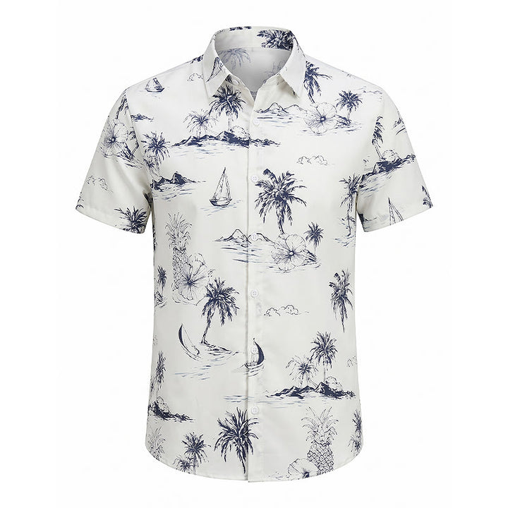 Chemise à manches courtes pour homme, imprimé île tropicale, idéale pour les vacances d'été. - image 9