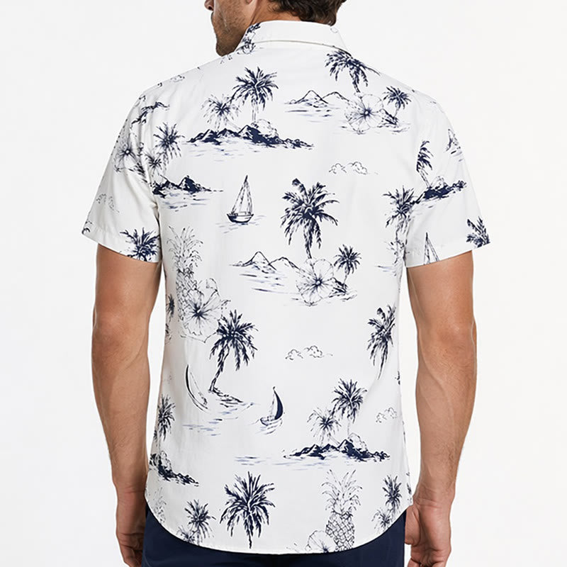 Chemise à manches courtes pour homme, imprimé île tropicale, idéale pour les vacances d'été. - image 2