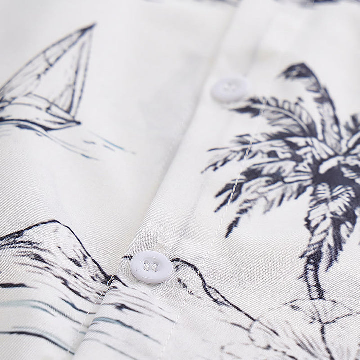 Chemise à manches courtes pour homme, imprimé île tropicale, idéale pour les vacances d'été. - image 5