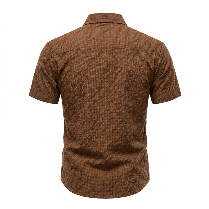 Chemise de travail oversize marron en seersucker pour homme - image 10