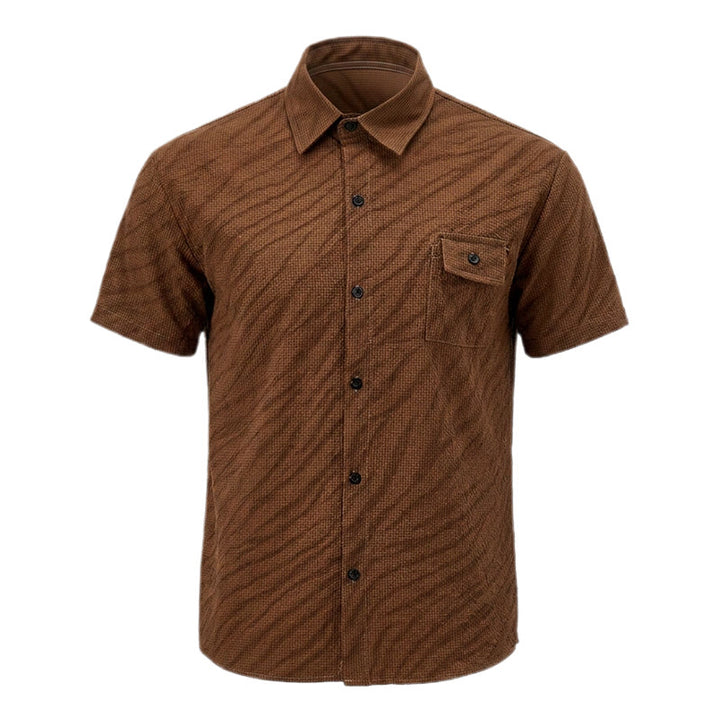 Chemise de travail oversize marron en seersucker pour homme - image 9