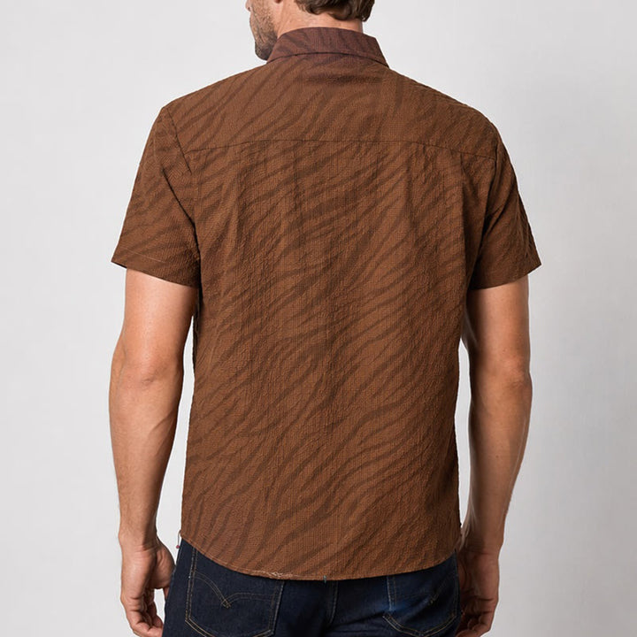Chemise de travail oversize marron en seersucker pour homme - image 2