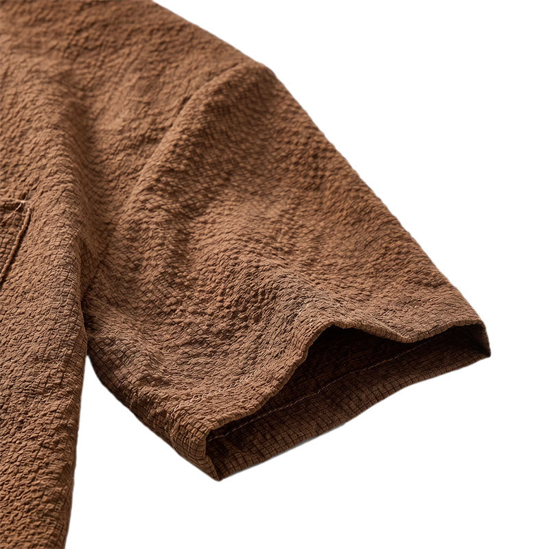 Chemise de travail oversize marron en seersucker pour homme - image 8