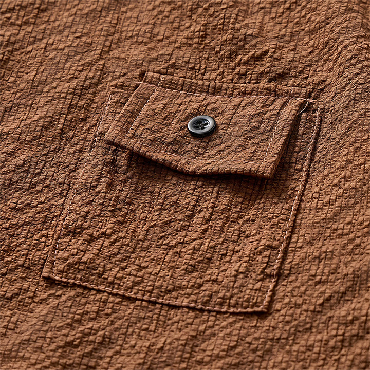 Chemise de travail oversize marron en seersucker pour homme - image 5