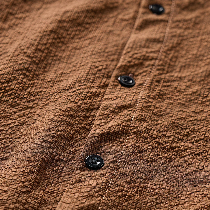 Chemise de travail oversize marron en seersucker pour homme - image 7