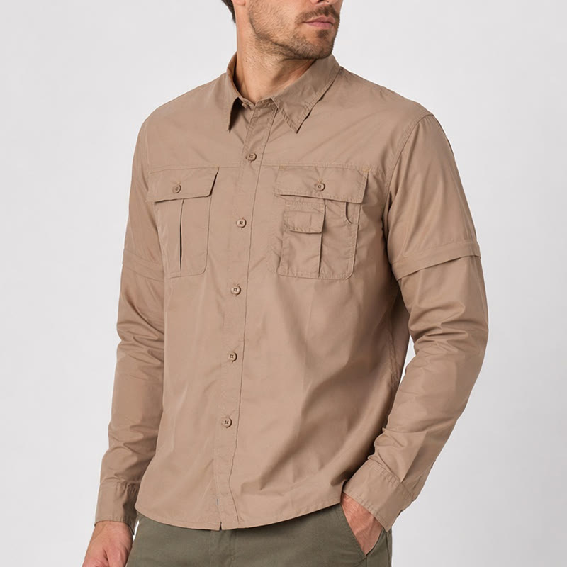 Chemise de travail tactique convertible à manches amovibles pour homme - image 1