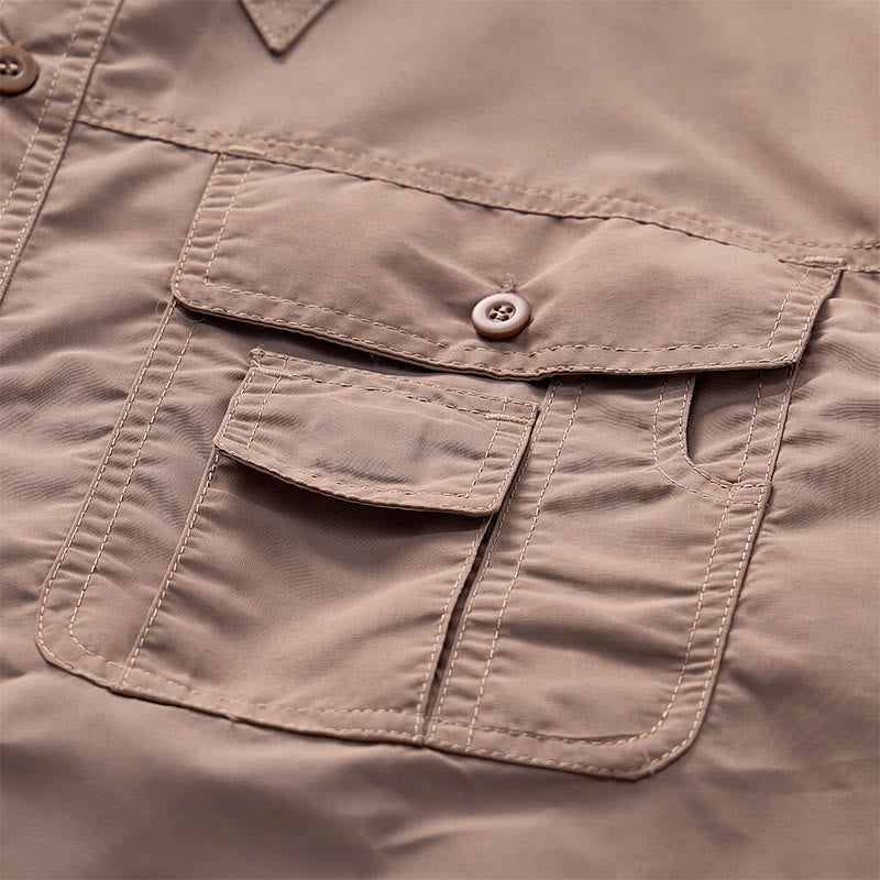 Chemise de travail tactique convertible à manches amovibles pour homme - image 9