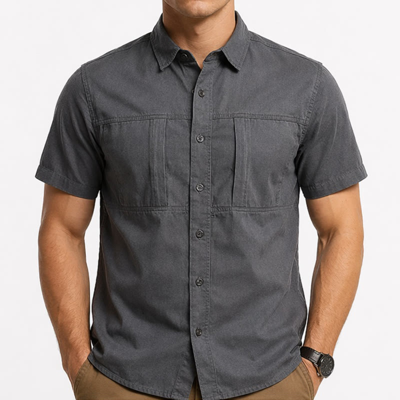 Chemise de travail utilitaire pour homme avec poches zippées verticales - image 1