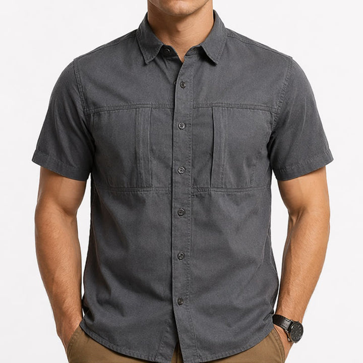 Chemise de travail utilitaire pour homme avec poches zippées verticales - image 1