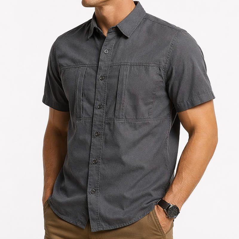 Chemise de travail utilitaire pour homme avec poches zippées verticales - image 3