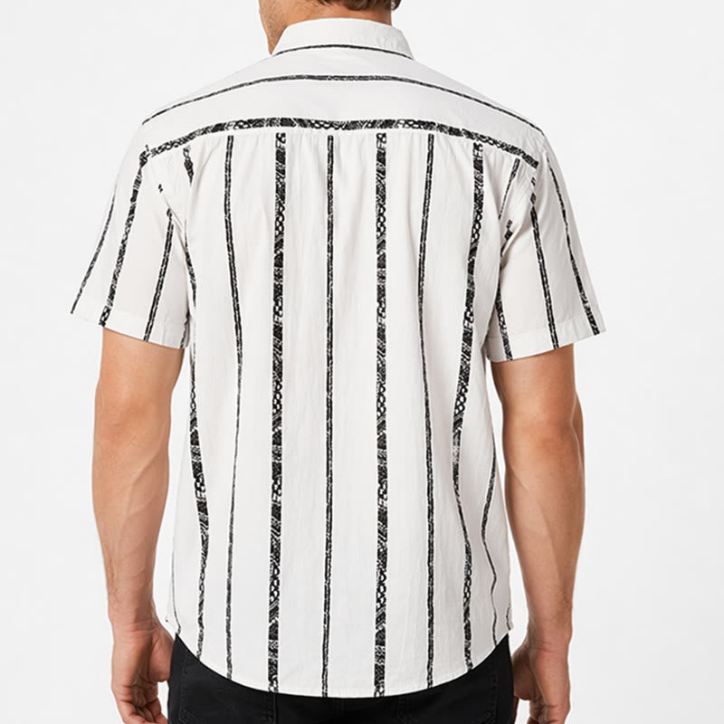 Chemise d'été légère en coton à imprimé à rayures tribales tendance - image 2