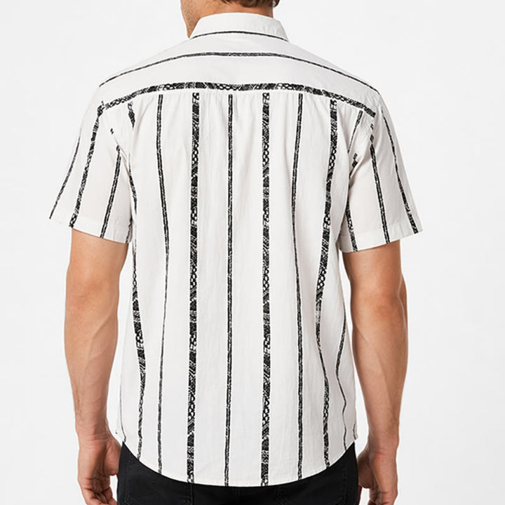 Chemise d'été légère en coton à imprimé à rayures tribales tendance - image 2