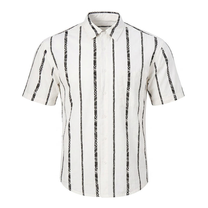 Chemise d'été légère en coton à imprimé à rayures tribales tendance - image 10