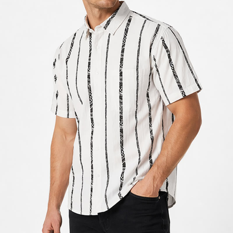 Chemise d'été légère en coton à imprimé à rayures tribales tendance - image 3