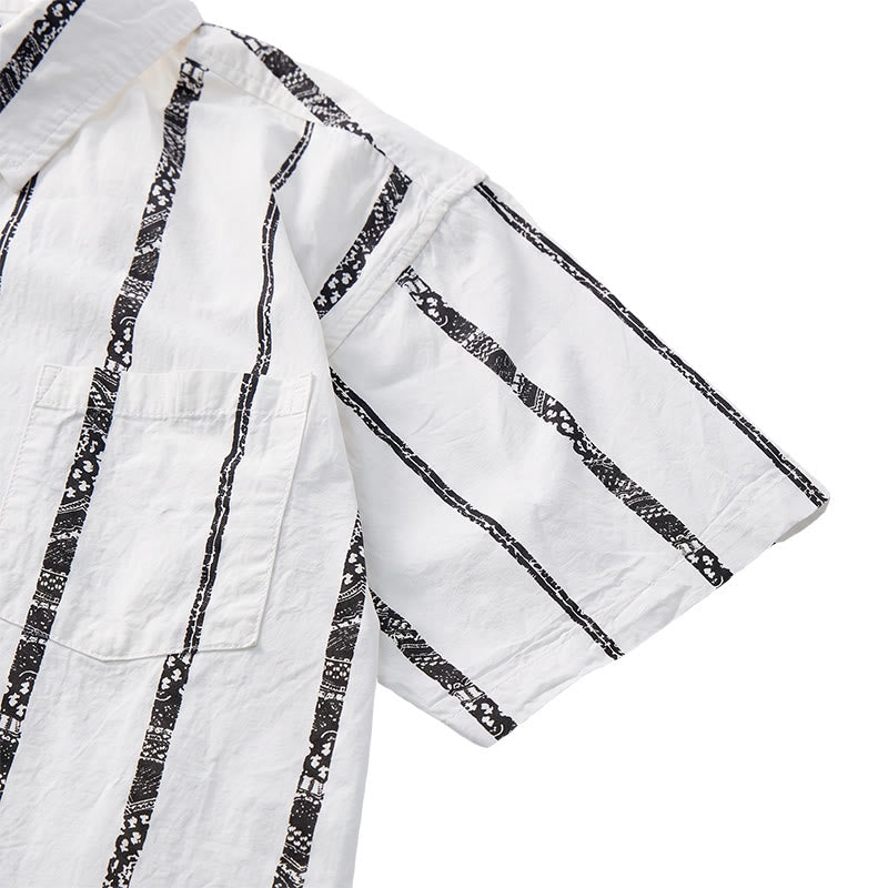 Chemise d'été légère en coton à imprimé à rayures tribales tendance - image 9