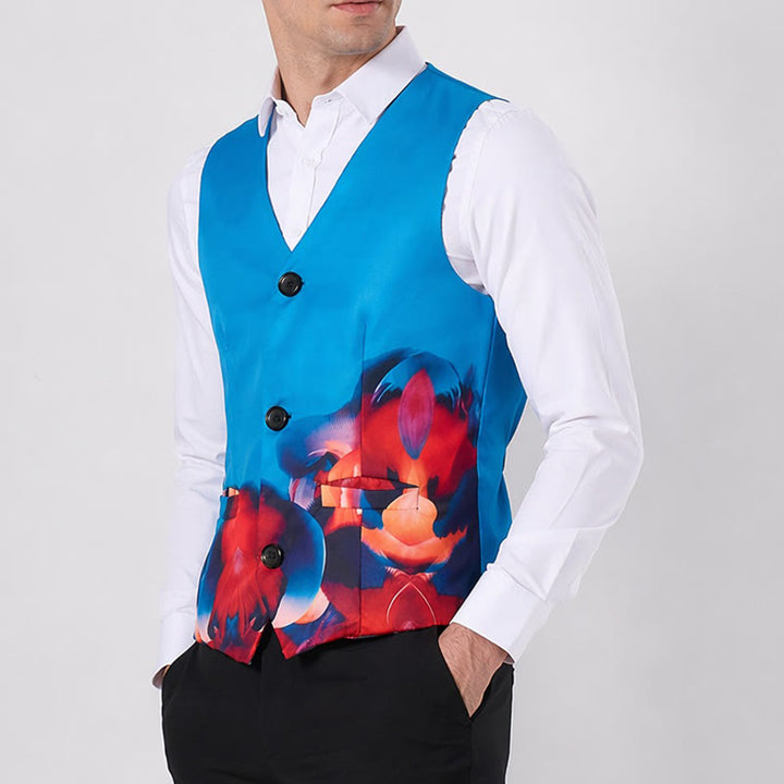 Gilet de costume homme à imprimé abstrait et blocs de couleur - image 3