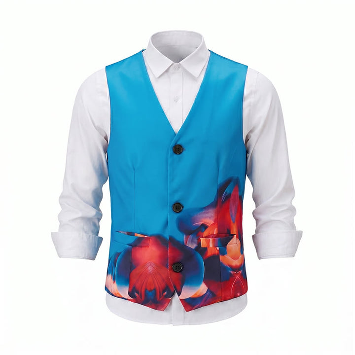 Gilet de costume homme à imprimé abstrait et blocs de couleur - image 10
