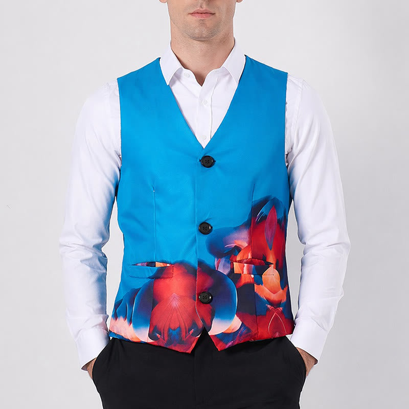 Gilet de costume homme à imprimé abstrait et blocs de couleur - image 1
