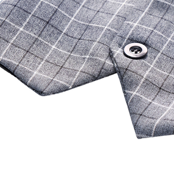 Gilet de costume d'affaires formel à carreaux gris pour homme - image 7