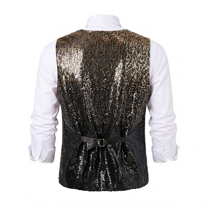 Gilet à paillettes pour homme, couleur or et noir ombré, style boîte de nuit - image 10