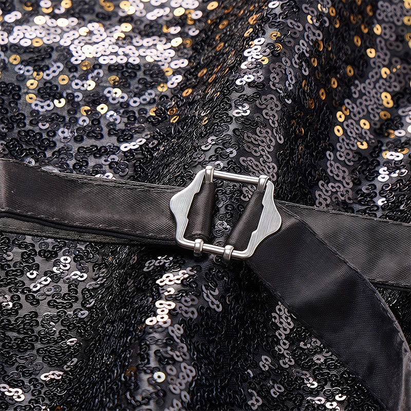 Gilet à paillettes pour homme, couleur or et noir ombré, style boîte de nuit - image 8