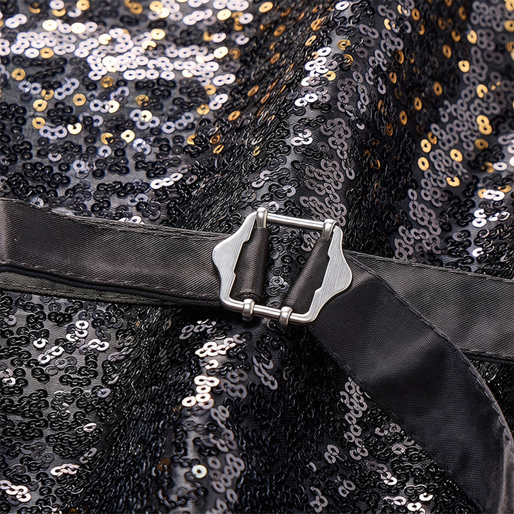 Gilet à paillettes pour homme, couleur or et noir ombré, style boîte de nuit - image 8