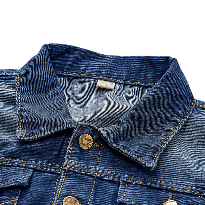 Gilet en jean trucker vintage délavé à ourlet effiloché - image 5