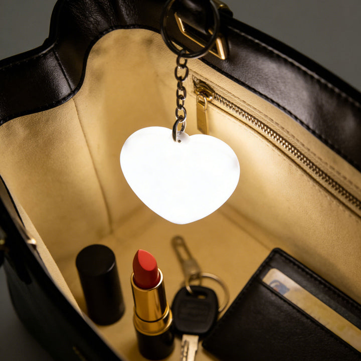 Lampe de sac LED portable rechargeable avec porte-clés - Cœur Blanc - image 0