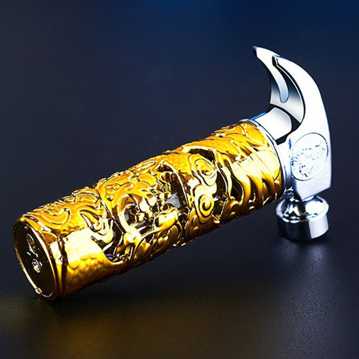 Briquet à butane avec emblème de loup en forme de marteau doré - image 2