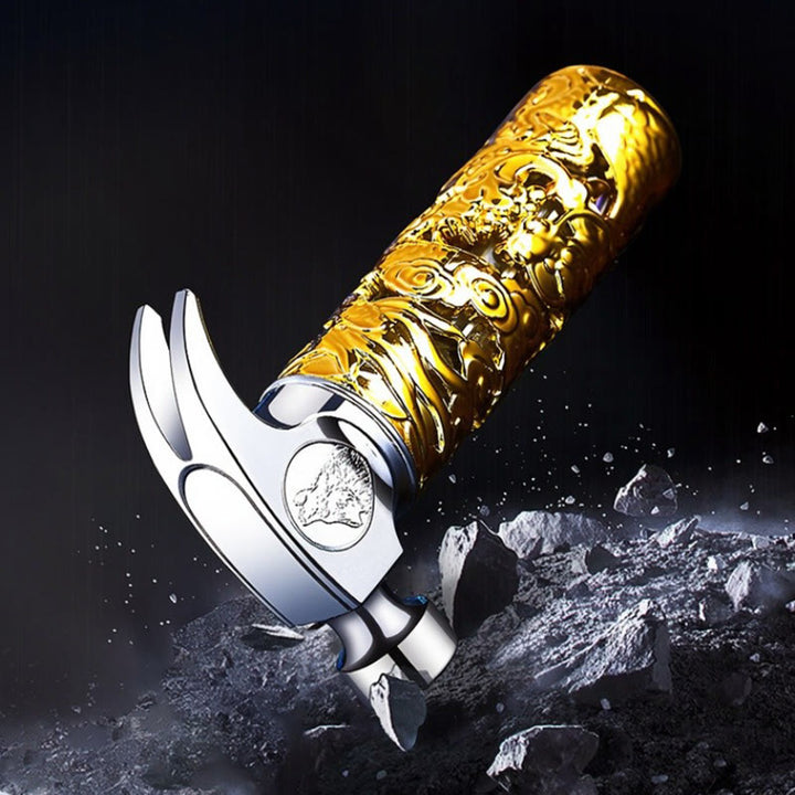 Briquet à butane avec emblème de loup en forme de marteau doré - image 3
