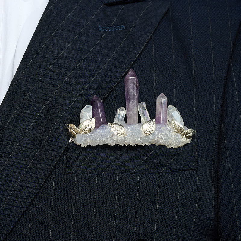 Broche de pochette en cristal naturel fait main - Violet foncé - image 14