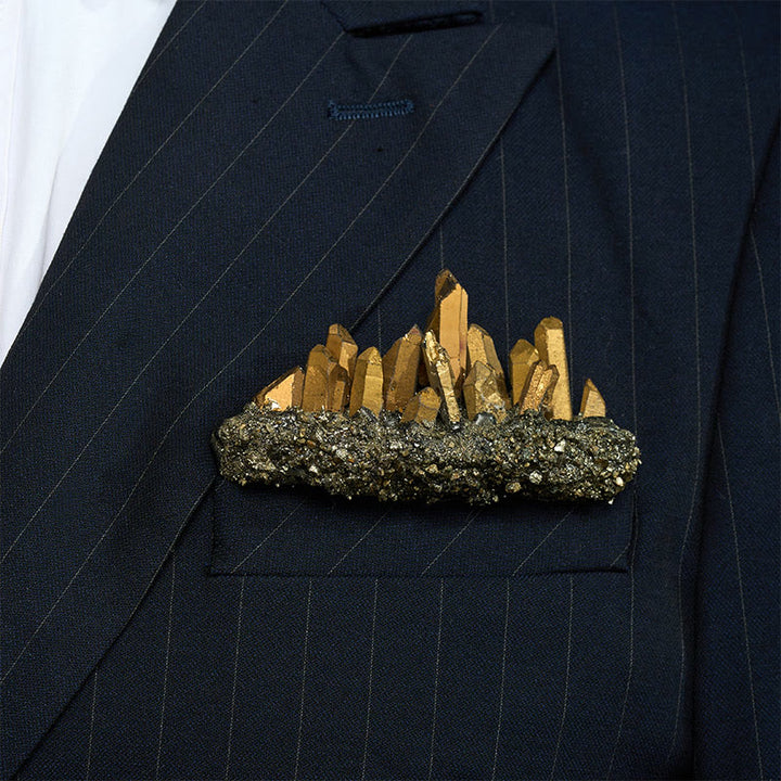 Broche de pochette en cristal naturel fait main - Or - image 18