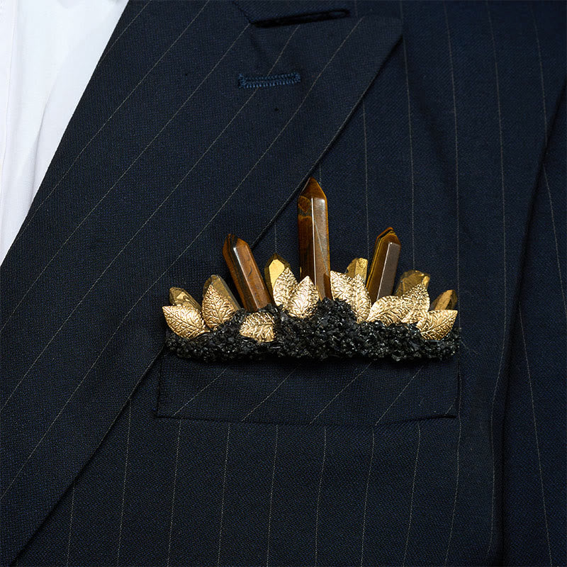 Boutonnière de poche artisanale pour le marié et peigne à cheveux en cristal pour la mariée (ensemble) - image 1