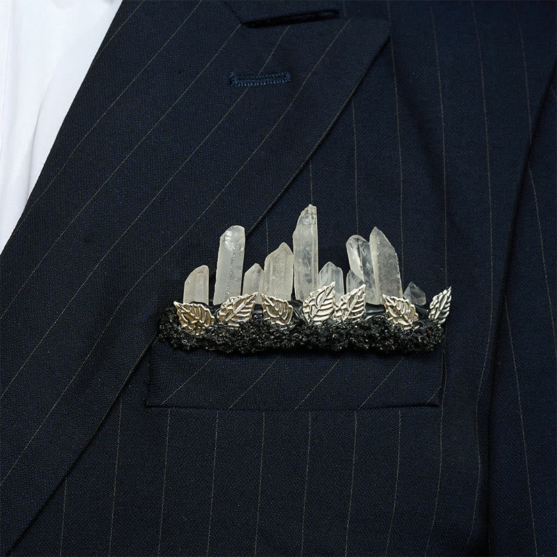 Broche de pochette en cristal naturel fait main - Blanc et argent - image 26