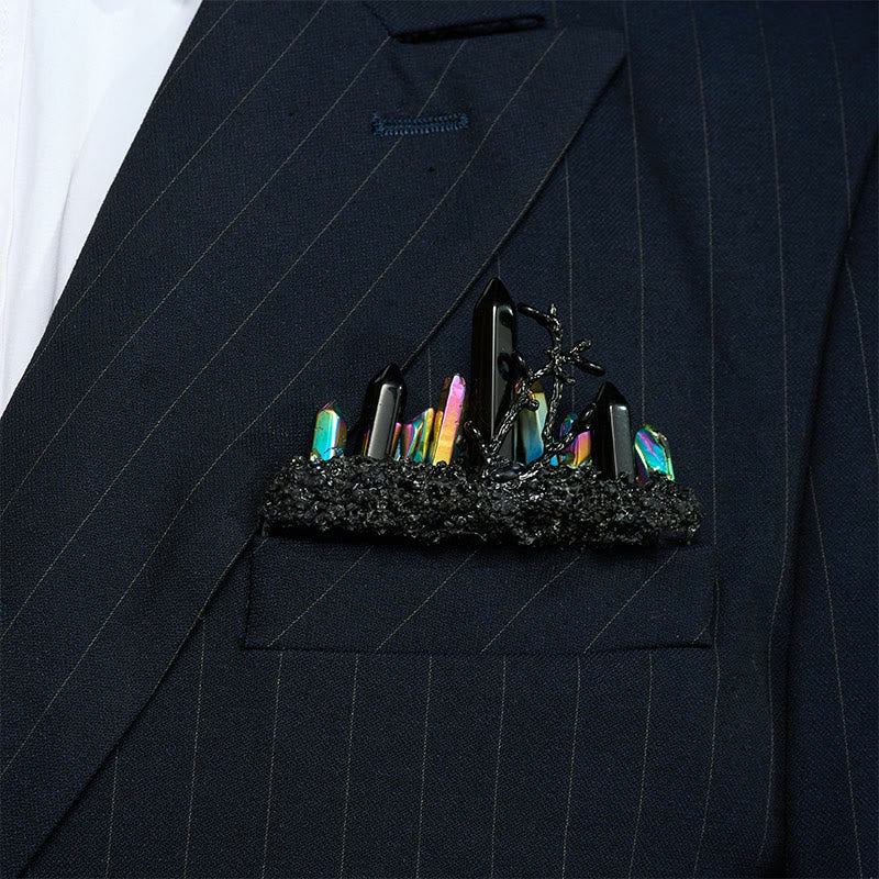 Broche de pochette en cristal naturel fait main - Noir et multicolore - image 20