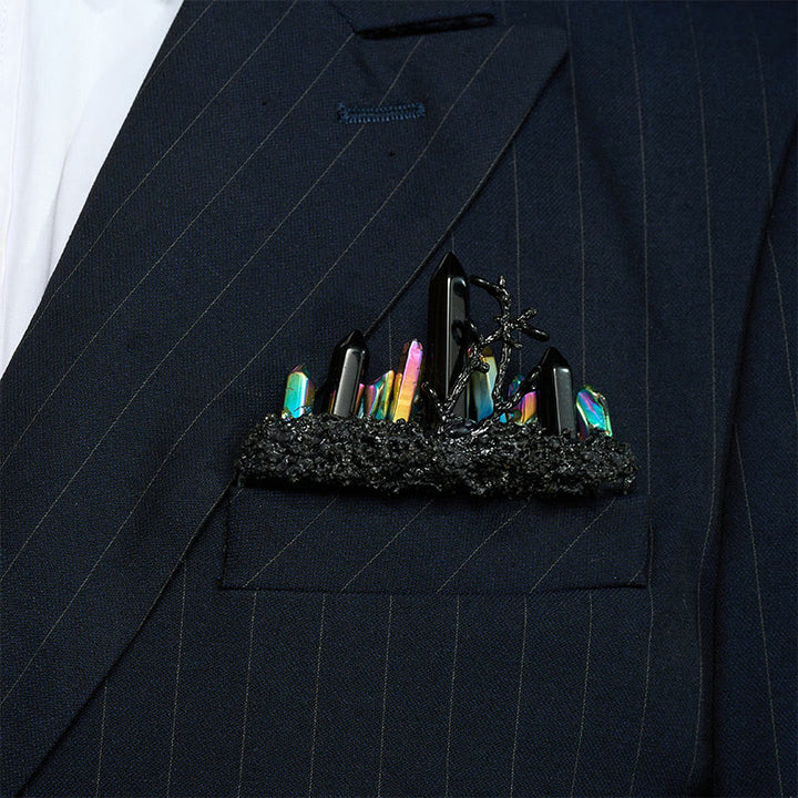 Broche de pochette en cristal naturel fait main - Noir et multicolore - image 20
