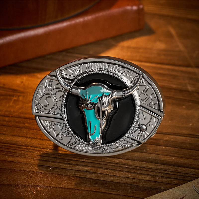 Ceinture en cuir avec boucle de couteau pliant caché Desert Spirit Bull à faire soi-même - Taureau turquoise - Sans ceinture - Ceinture non incluse - image 0