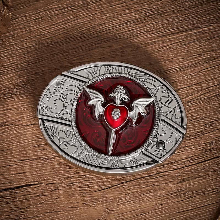 Ceinture en cuir Wings & Dagger Red Heart avec boucle de couteau pliant caché à faire soi-même - image 10