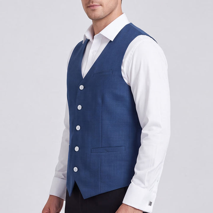 Gilet décontracté à simple boutonnage en lin mélangé pour homme - image 3