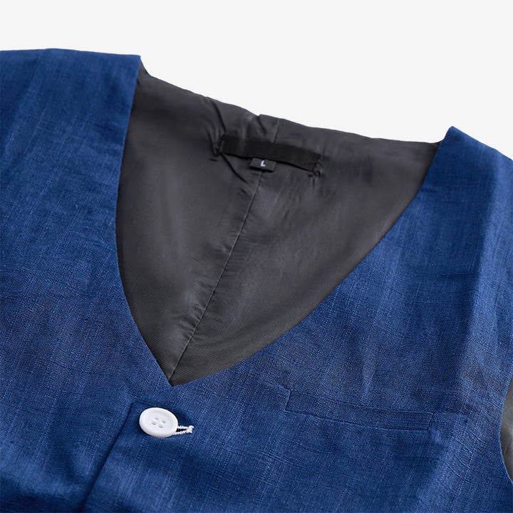 Gilet décontracté à simple boutonnage en lin mélangé pour homme - image 4