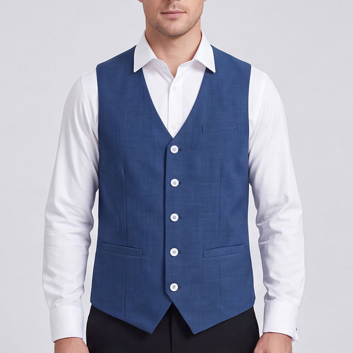 Gilet décontracté à simple boutonnage en lin mélangé pour homme - image 1