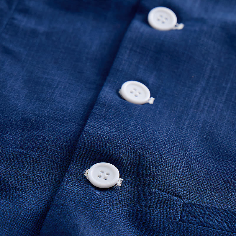 Gilet décontracté à simple boutonnage en lin mélangé pour homme - image 5