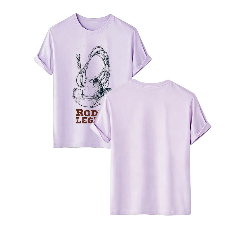 T-shirt western imprimé chapeau de cowboy et lasso, légende du rodéo - Violet - 2XL - image 14