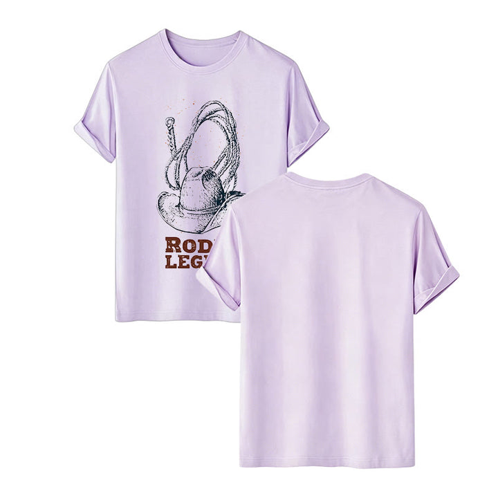 T-shirt western imprimé chapeau de cowboy et lasso, légende du rodéo - Violet - 2XL - image 14