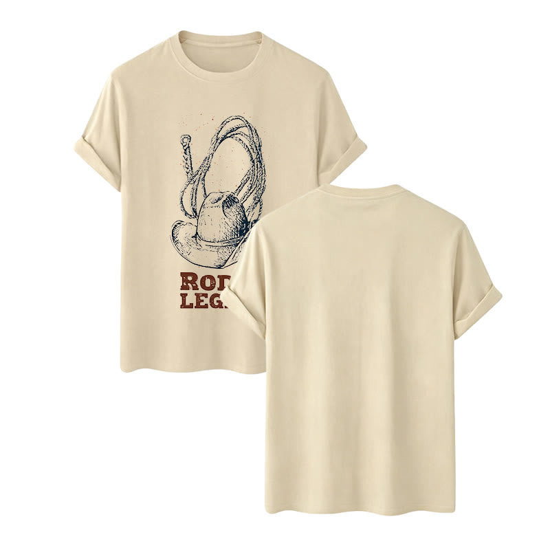 T-shirt western imprimé chapeau de cowboy et lasso, légende du rodéo - Beige - 2XL - image 9