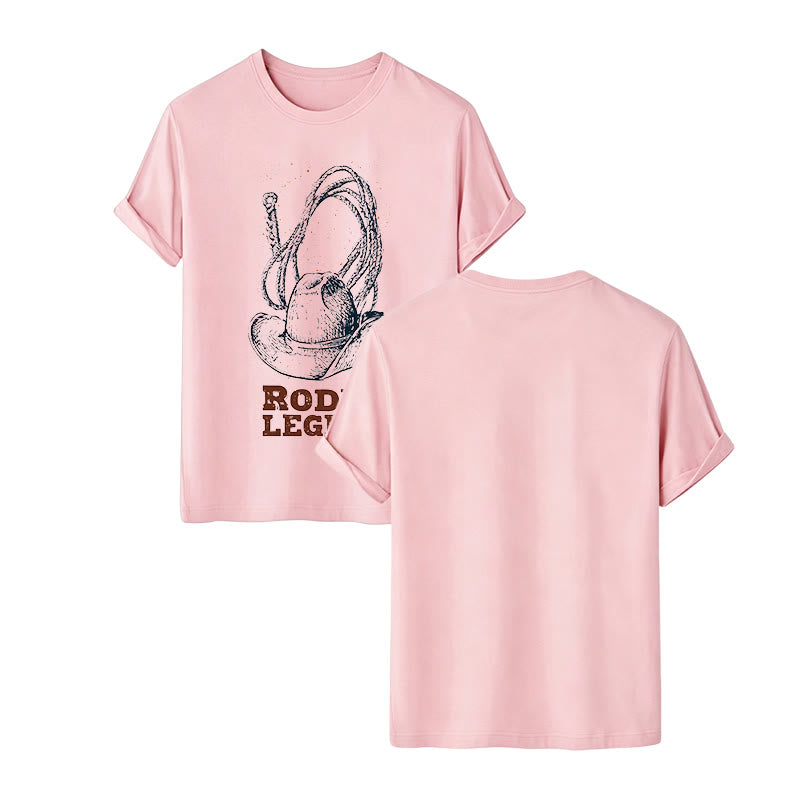 T-shirt western imprimé chapeau de cowboy et lasso, légende du rodéo - Rose - 2XL - image 10