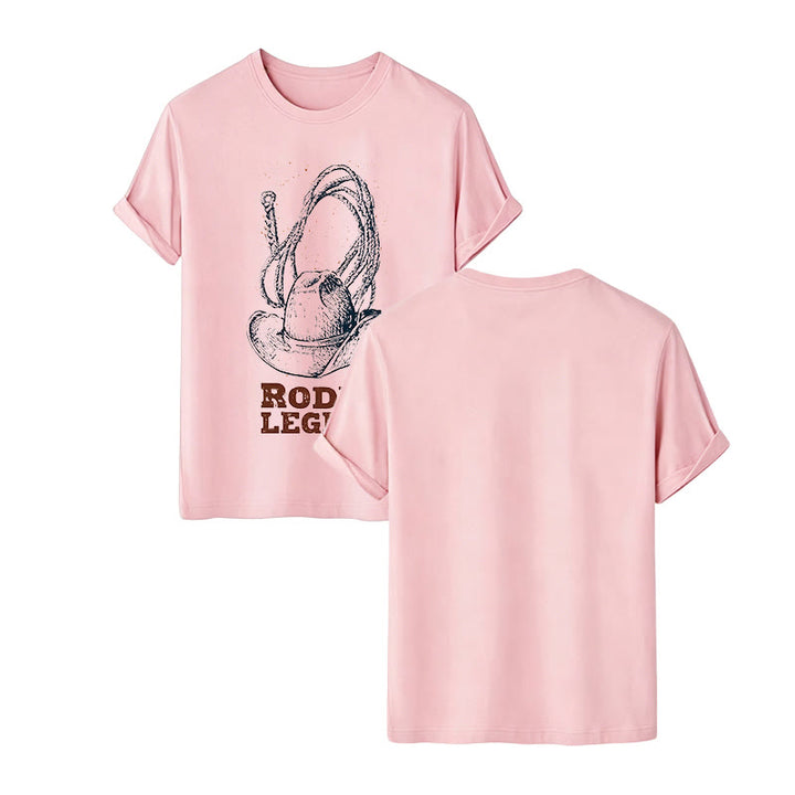T-shirt western imprimé chapeau de cowboy et lasso, légende du rodéo - Rose - 2XL - image 10